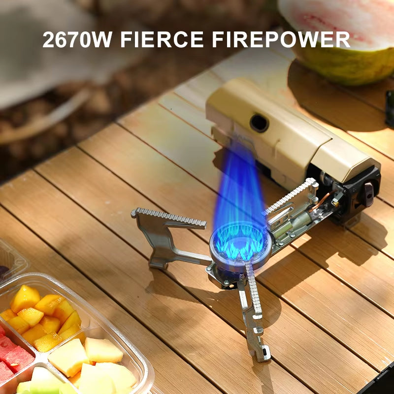 Ultimate Portable 2670W Camping Gas Stove - Compact Folding Burner for Outdoor Adventures and Travel Cooking